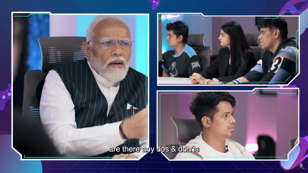 Narendra Modi with the Gamers Discussing